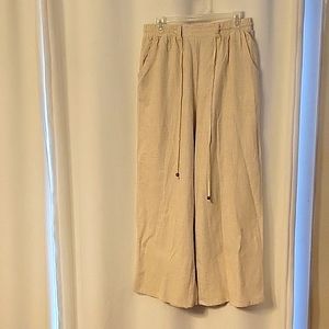 NWT Linen Wide Leg Oatmeal Size Large